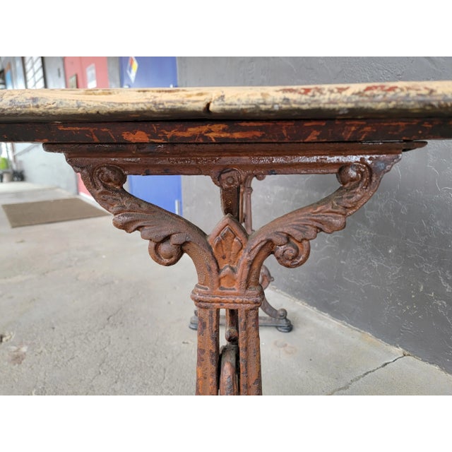 Brown Antique Cast Iron Pub Table Circa. 1900 For Sale - Image 8 of 10