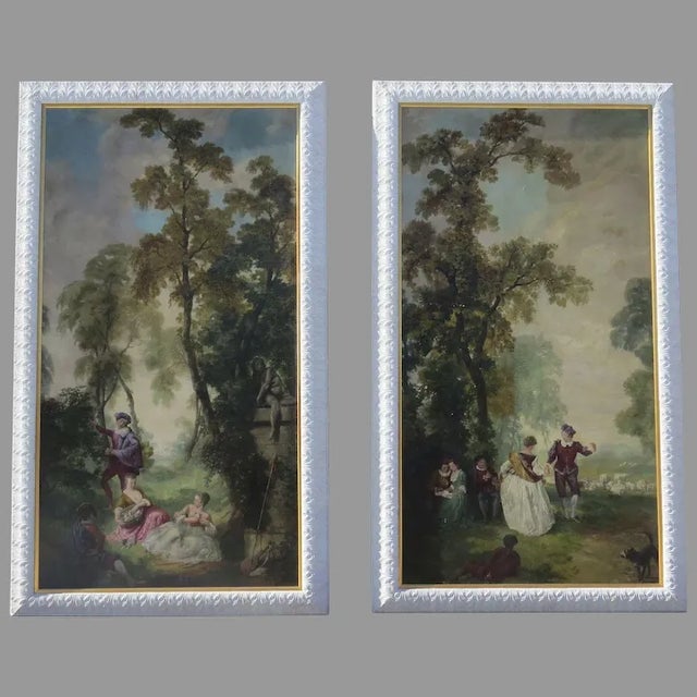 Forest Green 1920s French Oil on Board Paintings - a Pair For Sale - Image 8 of 8