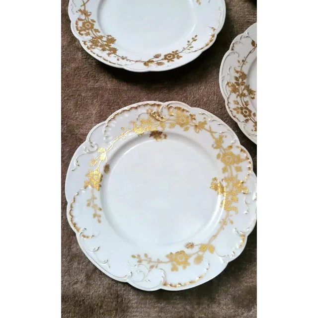 French White Porcelain Plates with Gilt Decor from Haviland, Limoges, 1902, Set of 6 For Sale - Image 11 of 13