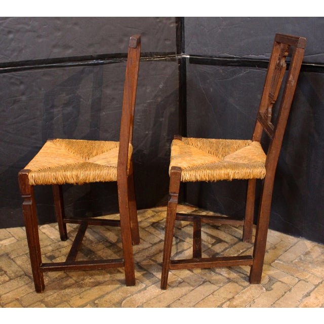 Pair of Early 19th Century Italian Rustic Neoclassical Side Chairs For Sale - Image 4 of 8