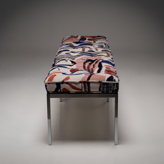 Blue Model 2530-6 4-Seater Bench by Florence Knoll for Knoll Inc., 1960s For Sale - Image 8 of 11