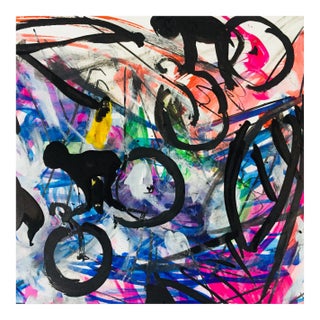 Original Acrylic Ink Abstract Painting by Erik Sulander "Cyclists" For Sale