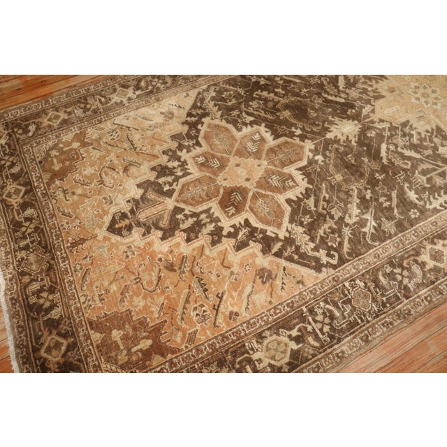 Vintage Zabihi Collection Persian Heriz Brown Gallery Rug - 5'3" x 12'10" For Sale - Image 11 of 12