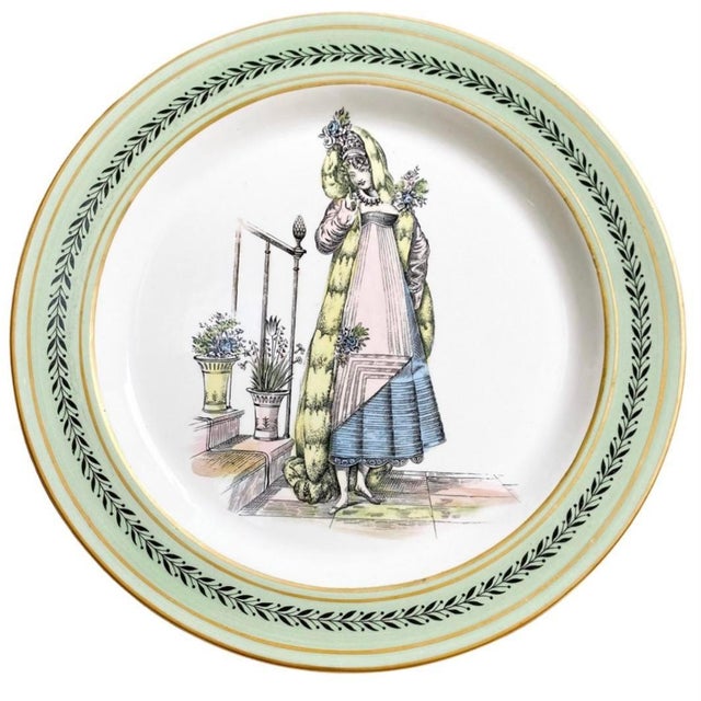 Traditional Vintage Mottahedeh Italian Creil French Regency Fashion Plates - Set of 6 For Sale - Image 3 of 6