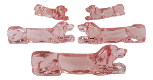 Art Deco Dog Knife Rests in Rosé Glass, 1930s, Set of 12