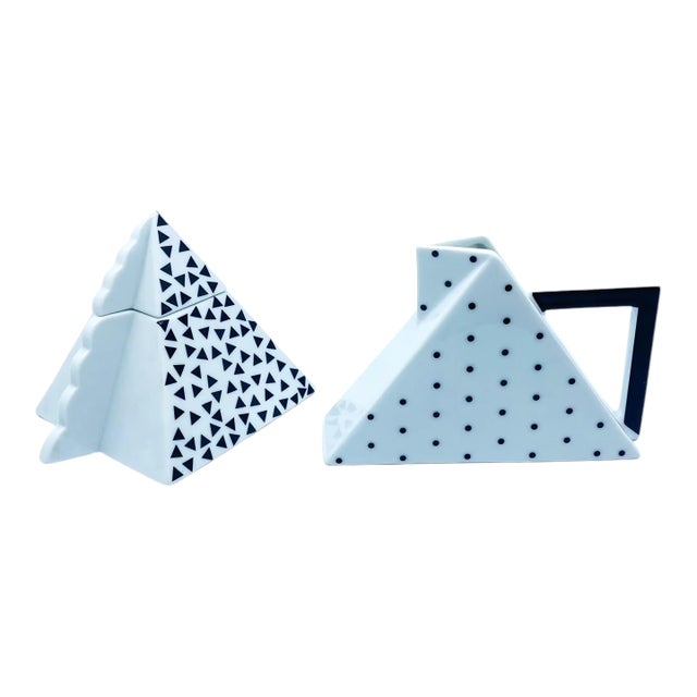 Vintage 1980’s Helena Uglow for Mikasa Millennium Post Modern Memphis Cream & Sugar Set, Japan For Sale