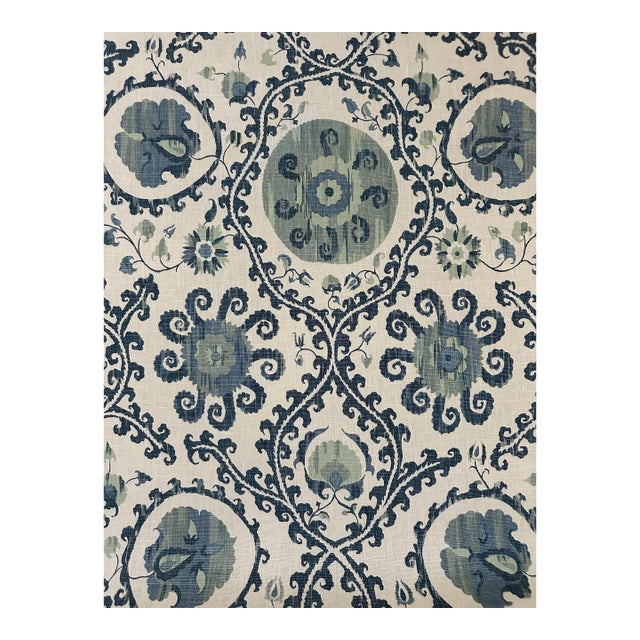 Oxus Linen Fabric by Lewis & Wood 8 Yards in Cobalt Blue For Sale