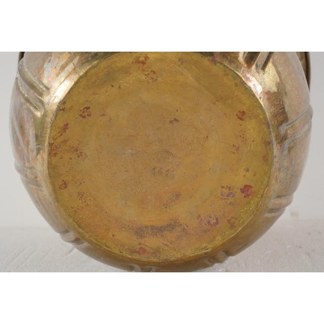 Metal Mid 20th Century Italian Made Solid Brass Ribbed Planter Pot For Sale - Image 7 of 8