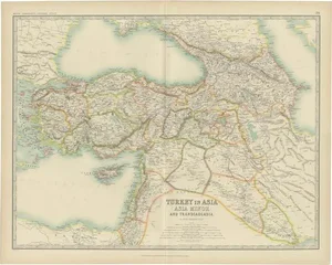 Antique Map of Turkey in Asia by Johnston, 1909