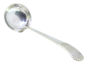 Smooth Silver Soup Ladle with Embossed Handle