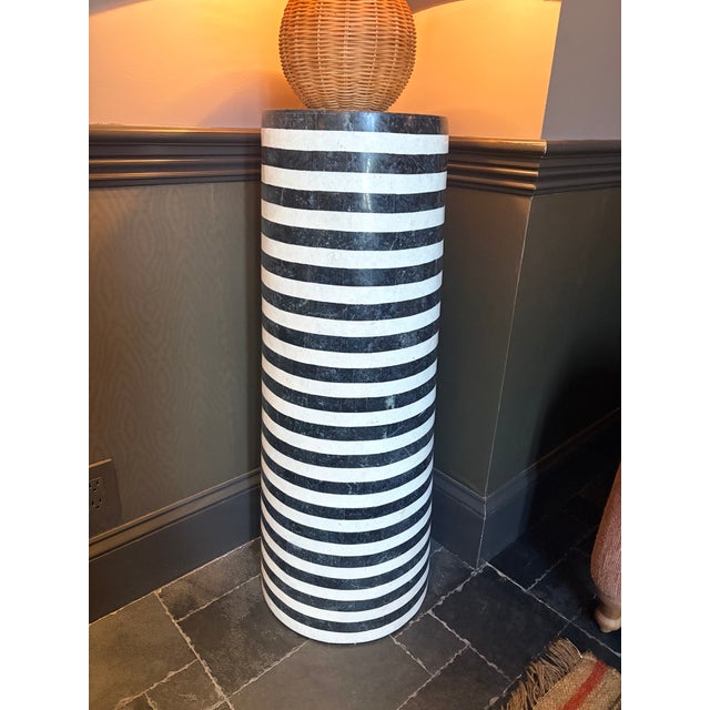 Contemporary Wildwood Memphis Milano Striped Stone Display Pedestal For Sale - Image 3 of 3