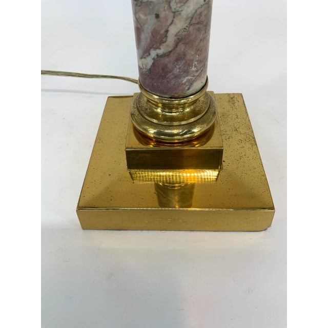 Vintage Classical Column Rouge Marble Lamp For Sale - Image 11 of 13