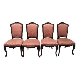 1980s Pink Kindel Mahogany French Regency Dining Chair Set For Sale