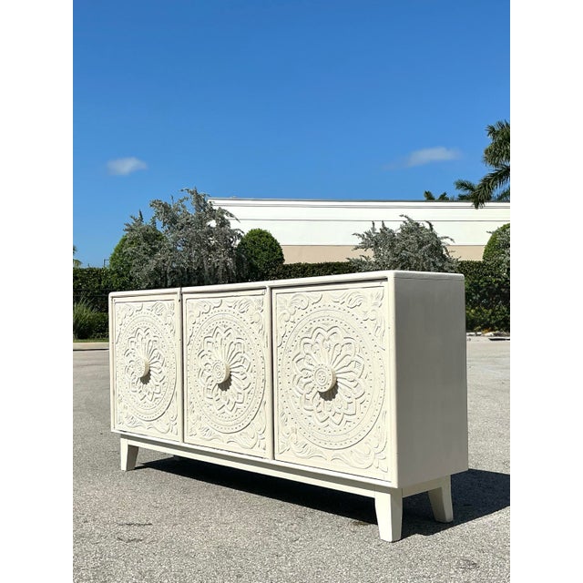 Wood Vintage Hand Carved Credenza For Sale - Image 7 of 12