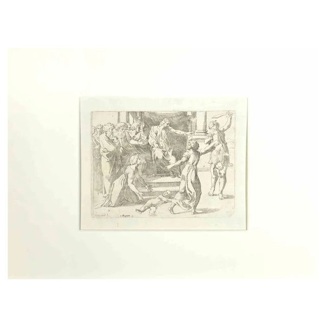 Giovanni Lanfranco, Old Testament Story, Etching, 1600s For Sale
