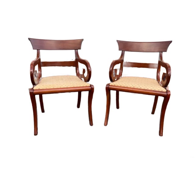 Mid 20th Century Pair of Henkel Harris Regency Style Cherry Armchairs For Sale - Image 12 of 12