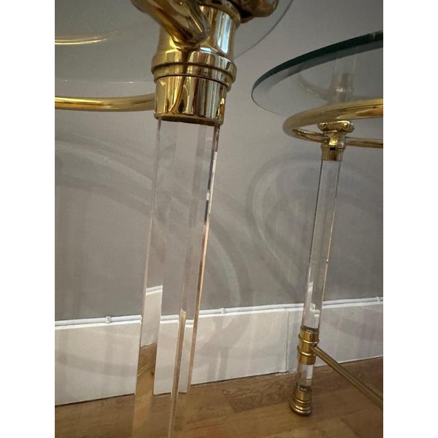 Italian Acrylic Glass and Lacquered Brass Side Tables, 1970, Set of 2 For Sale - Image 11 of 17