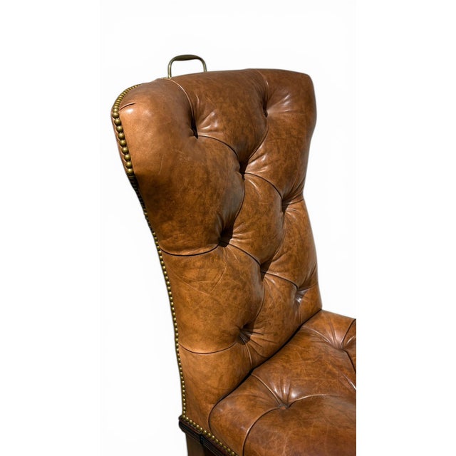 2000 - 2009 Ralph Lauren Tufted Brown Leather Desk Chair For Sale - Image 5 of 8