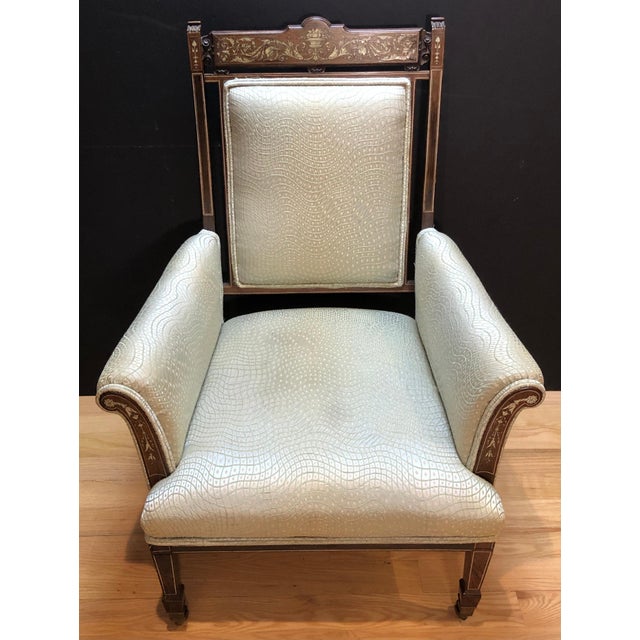 Traditional Mid 19th Century Inlaid Marquetry and Rosewood Library Chair For Sale - Image 3 of 9