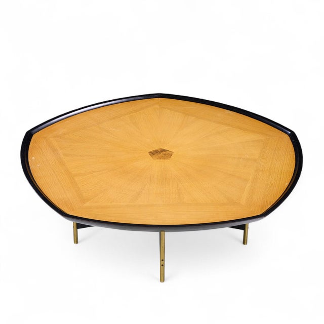 Brown Paul Tuttle and Winsor White for Baker Furniture Transition Collection Oak and Brass Coffee Table For Sale - Image 8 of 9