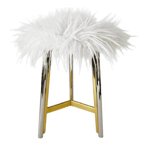 Mid-Century Modern Vintage Italian Hollywood Regency Stool with Faux Fur, 1950s For Sale - Image 3 of 7