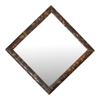 Victorian Square 9.5” Mirror ~ Eastlake & Tortoise Shell Faux Finish For Sale