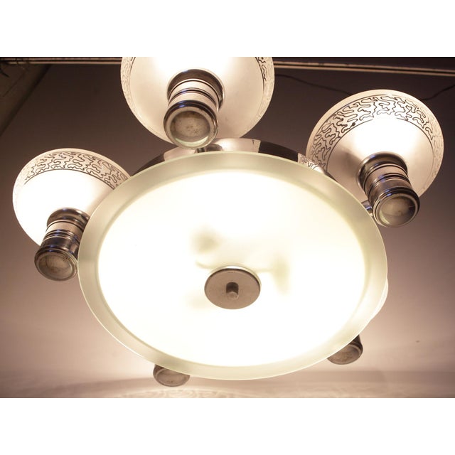 Silver Chrome Chandelier from Napako, Former Czechoslovakia, 1940s For Sale - Image 8 of 16