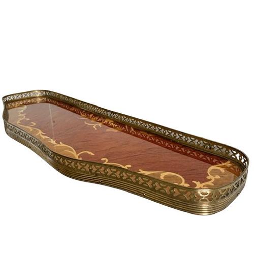Vintage Wall Console in Wood and Brass, 1950s For Sale - Image 6 of 14