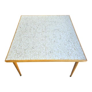 60's Mid-Century Modern Martz Style Mosaic Ceramic Tile Accent Table With Irregular Pebble Luster For Sale
