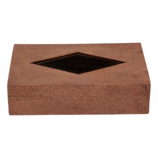 Timeless Treasure: Natural Shagreen & Glass Keepsake Box For Sale