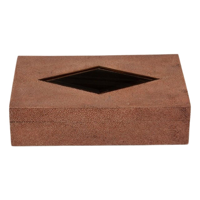 Timeless Treasure: Natural Shagreen & Glass Keepsake Box For Sale