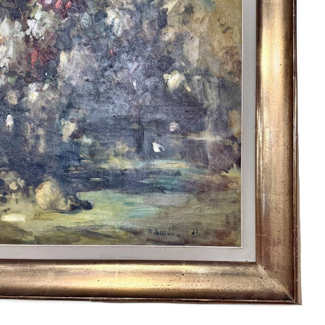 Framed Oil Painting on Canvas by Martin Bollé (1912–1968) 'Still Life With Bouquet of Roses' Dated 1961 For Sale In Dallas - Image 6 of 8