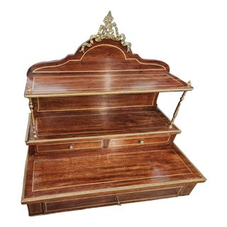 Napoleon III Writing Desk in Mahogany and Brass For Sale
