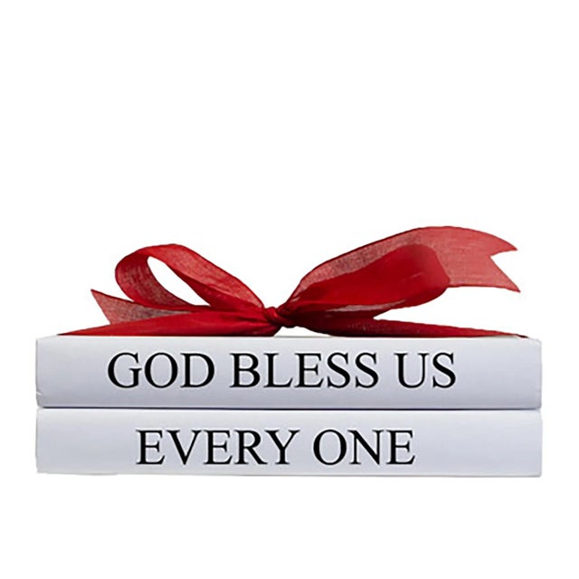 Celebrate the season with our "God Bless Us" Holiday book set. Three books with custom spines, with a coordinating red...