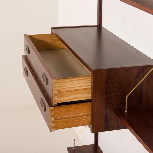 Wood Mid-Century Danish PS System Shelving Unit in Rosewood by Preben Sørensen for PS System / Randers, 1970s, Set of 16 For Sale - Image 7 of 15