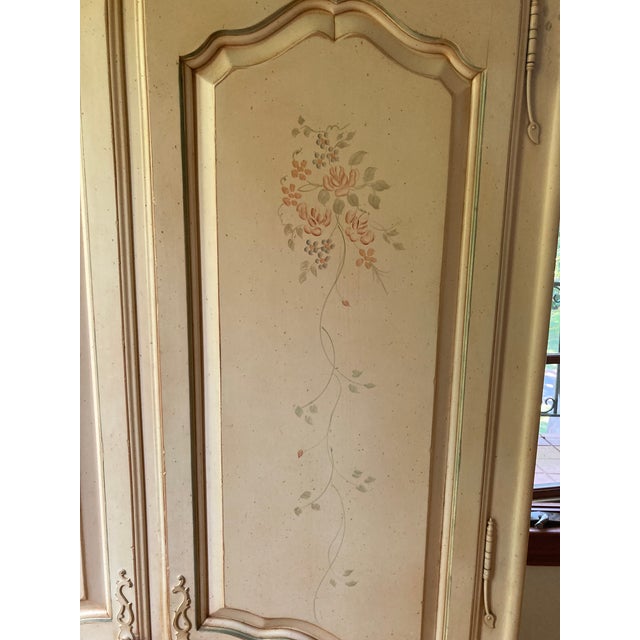 French Country Armoire, Hand Painted Floral Motifs. Ethan Allen For Sale - Image 11 of 14