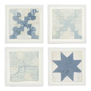 Quilt Square Prints in White Shadowbox - 19" x 19", Set of 4