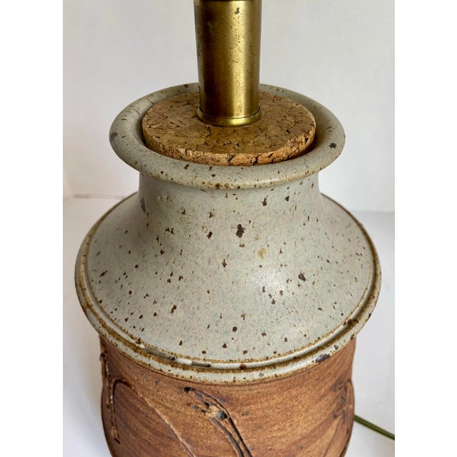 1970s Organic Modern Signed Studio Pottery Table Lamp For Sale - Image 10 of 10