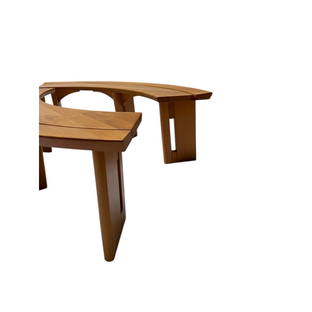 Mid-Century Modern Curved Benches S38A by Pierre Chapo for Ebenisterie Seltz, France, 1970s, Set of 2 For Sale - Image 3 of 12