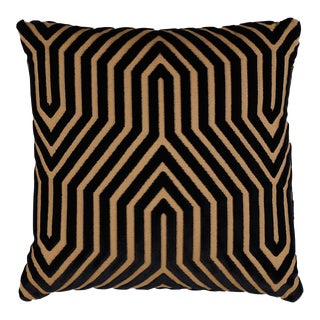 Schumacher x Mary McDonald Vanderbilt Velvet 18" Pillow in Tortoise For Sale