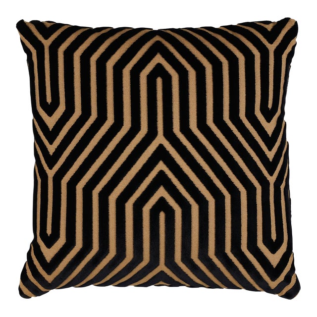 Schumacher x Mary McDonald Vanderbilt Velvet 18" Pillow in Tortoise For Sale