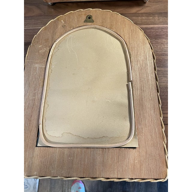1990s Vintage MCM Wicker Wall Mirror For Sale - Image 5 of 5