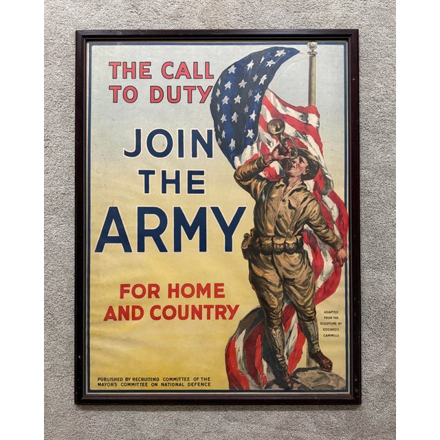 1930s The Call to Duty 1917 - Join the Army for Home and Country, American Wwi Recruitment Poster For Sale - Image 5 of 6