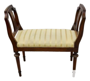 Antique Inlaid Walnut Regency Style DBL Arm Bench