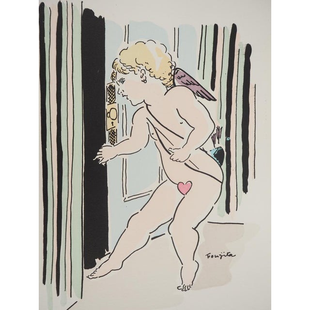 Leonard tsuguharu foujita (1886-1968) cupid and the arrows of love, 1927 original engraving and stencil signed in the...
