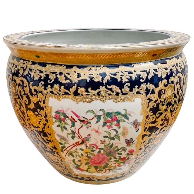 Mid 20th Century Large Scale Chinese Export Rose Canton Fish Bowl Planter For Sale - Image 9 of 10
