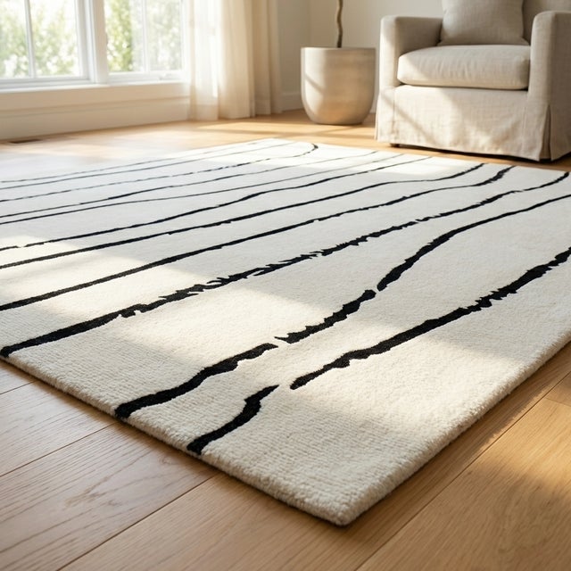 Hand-Tufted Wool Rug 7x9 - One-of-a-Kind Modern Art Carpet For Sale - Image 10 of 11