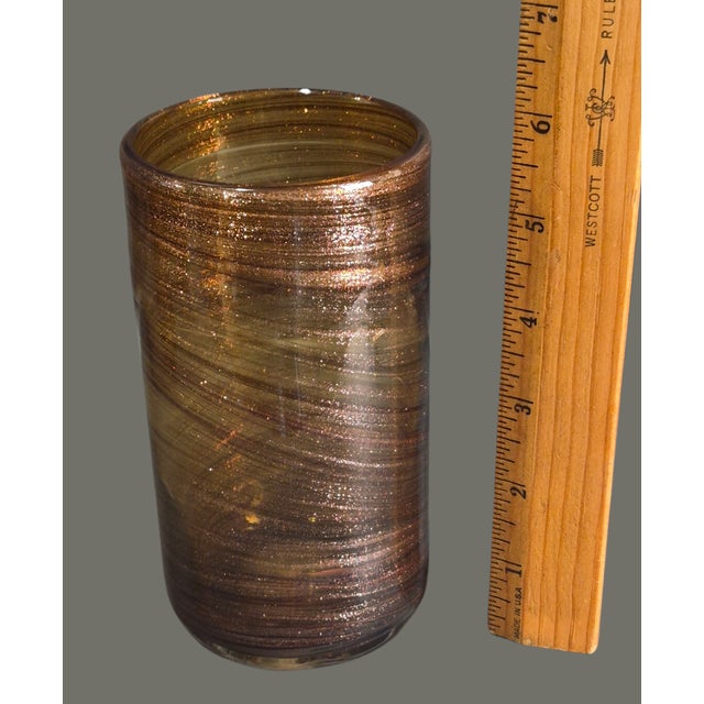 Late 20th Century Late 20th Century Mid-Century Modern Hand Blown Art Glass Gold Dust Attributed Murano 4 Tumblers For Sale - Image 5 of 6