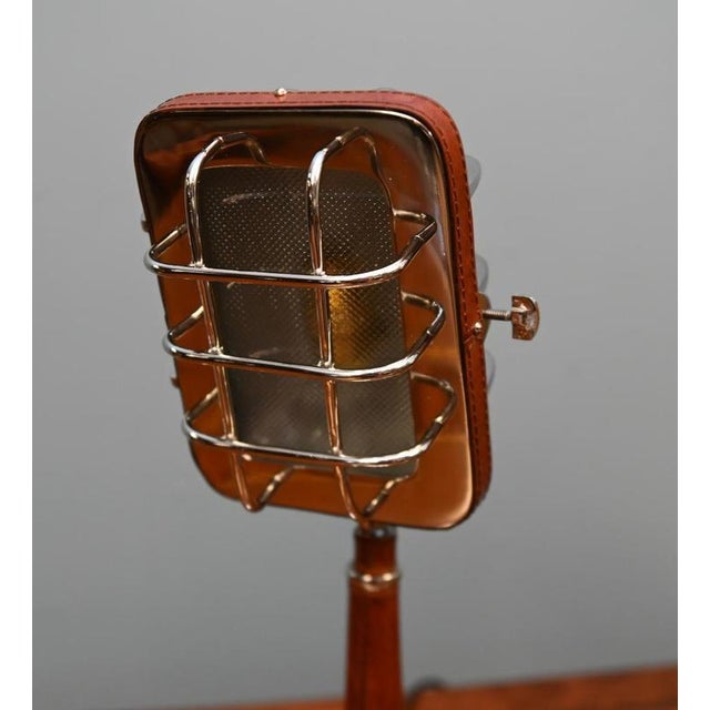 Art Deco Chrome and Leather Desk Lamp For Sale - Image 4 of 5