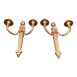Vintage E F Caldwell Style Classic Modern Bronze Sconces - a Pair For Sale